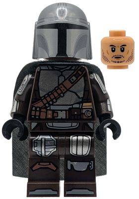 The Mandalorian / Din Djarin / 'Mando' - Silver Beskar Armor, Cape, Printed Head, Reddish Brown and Dark Silver Knee Pads – СТАР УОРС