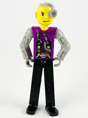 Technic Figure Cyber Person, Black Legs, Mechanical Arms, Yellow Head, Cyborg Eyepiece – ТЕХНИК