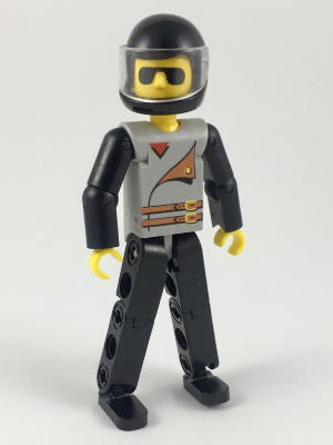 Technic Figure Black Legs, Light Gray Top with 2 Brown Belts, Black Arms, Black Helmet – ТЕХНИК