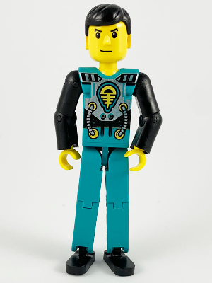 Technic Figure Dark Turquoise Legs, Dark Turquoise Torso with Yellow, Black, Silver Pattern, Black Arms – ТЕХНИК