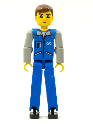 Technic Figure Blue Legs, Blue Top with Zipper and Pockets, Light Gray Arms – ТЕХНИК