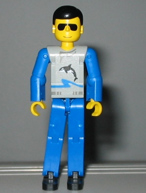 Technic Figure Blue Legs, Light Gray Top with Orca Pattern, Blue Arms – ТЕХНИК