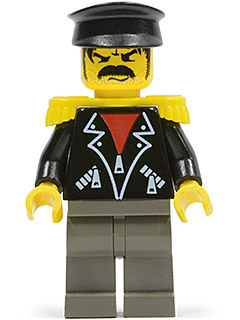 Time Twisters - Black Leather Jacket with Zippered Pockets over Red Shirt, Yellow Epaulettes (Tony Twister / Baron Blomberg) – ПЪТЕШЕСТВЕНИЦИ ВЪВ ВРЕМЕТО