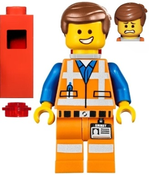 Emmet - Wide Smile, with Piece of Resistance and Plate on Leg – ЛЕГО ФИЛМЪТ