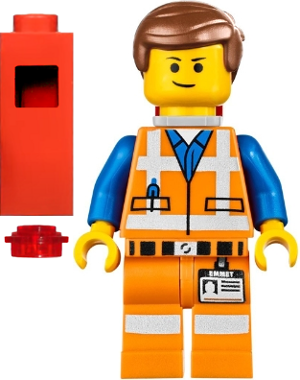 Emmet - Lopsided Closed Mouth Smile, with Piece of Resistance and Plate on Leg – ЛЕГО ФИЛМЪТ