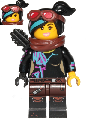Lucy Wyldstyle with Black Quiver, Reddish Brown Scarf and Goggles, Open Mouth Smile / Angry – ЛЕГО ФИЛМЪТ 2