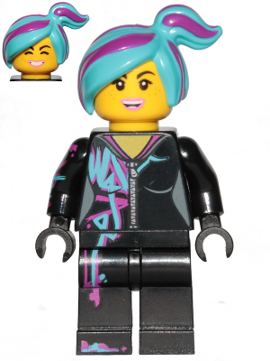 Lucy Wyldstyle with Magenta Lined Hoodie, Medium Azure and Magenta Hair, Smile / Cheerful – ЛЕГО ФИЛМЪТ 2