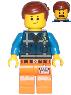Emmet - Lopsided Smile, Eyebrows / Scared, Dark Blue Uniform – ЛЕГО ФИЛМЪТ 2