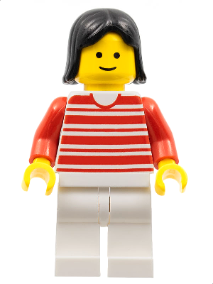 Horizontal Lines Red - Red Arms - White Legs, Black Female Hair – ГРАДСКИ