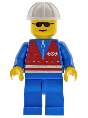 Red Vest and Zipper - Blue Legs, White Construction Helmet, Sunglasses – ВЛАКОВЕ