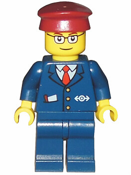 Dark Blue Suit with Train Logo, Dark Blue Legs, Dark Red Hat, Rectangular Glasses - Passenger Train Engineer – ВЛАКОВЕ