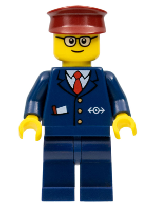 Dark Blue Suit with Train Logo, Dark Blue Legs, Dark Red Hat, Rounded Glasses - Tram Driver – ВЛАКОВЕ