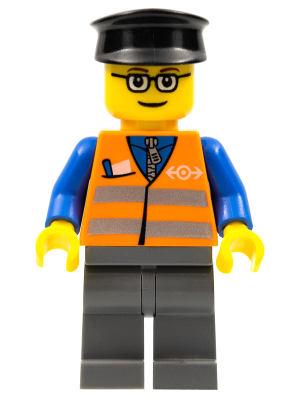 Orange Vest with Safety Stripes - Dark Bluish Gray Legs, Glasses, Black Hat – ВЛАКОВЕ