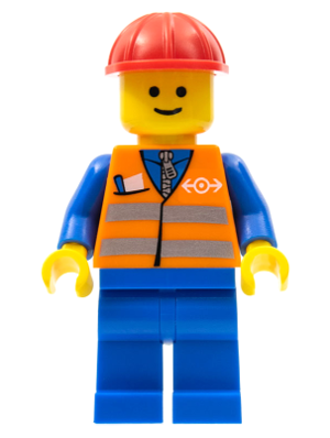 Orange Vest with Safety Stripes - Blue Legs, Red Construction Helmet – ВЛАКОВЕ