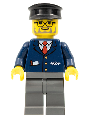 Dark Blue Suit with Train Logo, Dark Bluish Gray Legs, Black Hat, Gray Beard – ВЛАКОВЕ