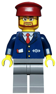 Dark Blue Suit with Train Logo, Dark Bluish Gray Legs, Dark Red Hat, Beard and Glasses – ВЛАКОВЕ