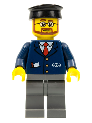 Dark Blue Suit with Train Logo, Dark Bluish Gray Legs, Black Hat, Beard and Glasses – ВЛАКОВЕ