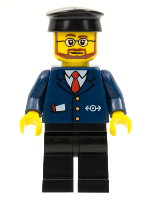 Dark Blue Suit with Train Logo, Black Legs, Black Hat, Beard and Glasses – ВЛАКОВЕ