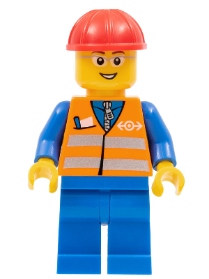 Orange Vest with Safety Stripes - Blue Legs, Gray Frame Glasses, Red Construction Helmet – ВЛАКОВЕ