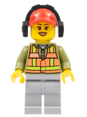 Light Orange Safety Vest, Light Bluish Gray Legs, Red Cap with Hole, Headphones, Peach Lips – ВЛАКОВЕ