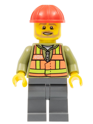 Light Orange Safety Vest, Dark Bluish Gray Legs, Red Construction Helmet, Beard Light Brown Angular – ВЛАКОВЕ