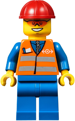 Orange Vest with Safety Stripes - Blue Legs, Red Construction Helmet, Orange Sunglasses – ГРАДСКИ