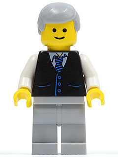 Black Vest with Blue Striped Tie, Light Bluish Gray Legs, White Arms, Light Bluish Gray Male Hair, Smile – ГРАДСКИ