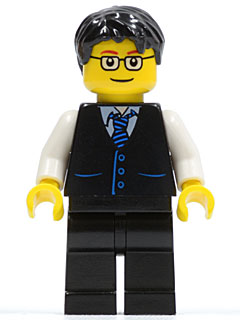 Black Vest with Blue Striped Tie, Black Legs, White Arms, Black Short Tousled Hair, Glasses – ГРАДСКИ