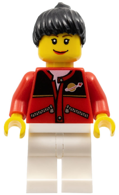 Red Jacket with Zipper Pockets and Classic Space Logo, White Legs, Black Female Ponytail Hair, Brown Eyebrows – ГРАДСКИ