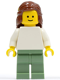 Plain White Torso with White Arms, Sand Green Legs, Reddish Brown Female Hair Mid-Length – ГРАДСКИ