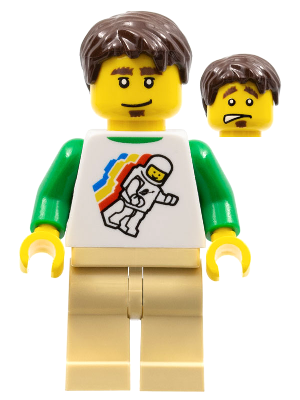 Classic Space Minifigure Floating Pattern, Tan Legs, Dark Brown Short Tousled Hair – ГРАДСКИ