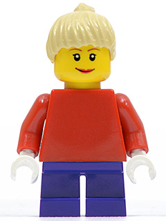 Plain Red Torso with Red Arms, Dark Purple Short Legs, Tan Female Ponytail Hair, Brown Eyebrows – ГРАДСКИ