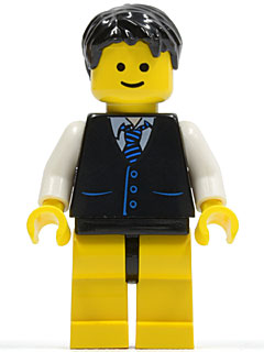 Black Vest with Blue Striped Tie, Black Hips and Yellow Legs, Black Short Tousled Hair – ГРАДСКИ