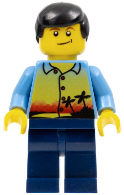 Sunset and Palm Trees - Male, Dark Blue Legs, Black Male Hair, Lopsided Smile – ГРАДСКИ