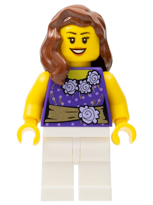 Female Dark Purple Blouse with Gold Sash and Flowers, White Legs – ГРАДСКИ