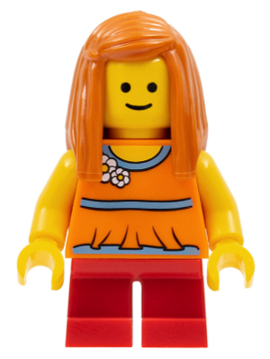 Child - Girl, Orange Halter Top with Flowers and Low Back, Red Short Legs, Dark Orange Long Hair – ГРАДСКИ