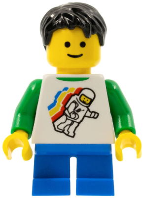 Boy - Classic Space Minifigure Floating Pattern, Blue Short Legs, Black Tousled Hair – ГРАДСКИ