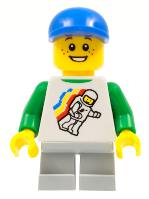 Classic Space Minifigure Floating Pattern, Light Bluish Gray Short Legs, Blue Short Bill Cap – ГРАДСКИ