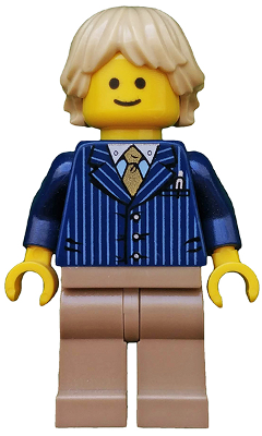 Businessman Pinstripe Jacket and Gold Tie, Dark Tan Legs, Tan Tousled and Layered Hair – ГРАДСКИ