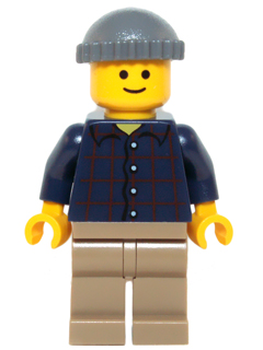 Plaid Button Shirt, Dark Tan Legs, Dark Bluish Gray Knit Cap, Standard Grin (Pool Player) – ГРАДСКИ