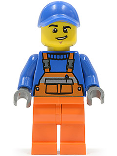 Overalls with Safety Stripe Orange, Orange Legs, Blue Cap with Hole, Lopsided Grin – ГРАДСКИ