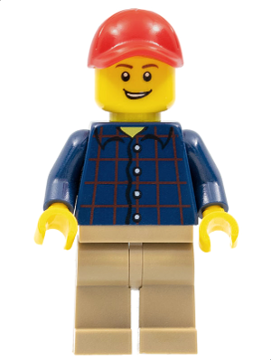 Plaid Button Shirt, Dark Tan Legs, Red Cap with Hole, Lopsided Grin with Teeth – ГРАДСКИ