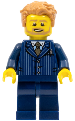 Businessman - Pinstripe Jacket and Gold Tie, Dark Blue Legs, Medium Nougat Tousled Hair, Beard – ГРАДСКИ
