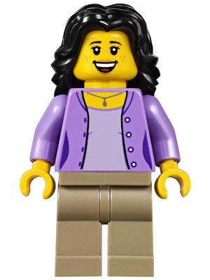 Mom, Medium Lavender Jacket over Lavender Shirt, Dark Tan Legs, Black Hair – ГРАДСКИ