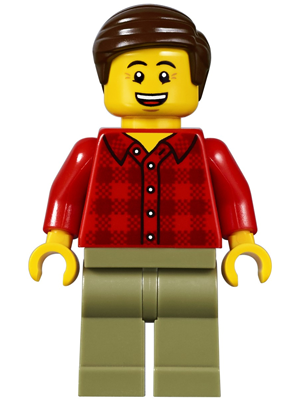 Dad, Red Plaid Flannel Shirt, Olive Green Legs, Dark Brown Smooth Hair – ГРАДСКИ