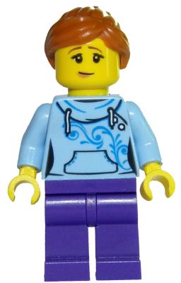 Roller Coaster Rider - Female, Bright Light Blue Hoodie, Dark Purple Legs, Dark Orange Ponytail – ГРАДСКИ