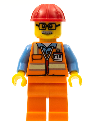 Orange Safety Vest with Reflective Stripes, Orange Legs, Red Construction Helmet, Glasses – ГРАДСКИ