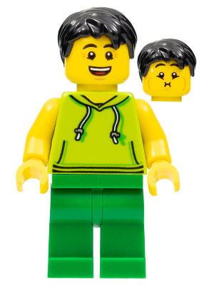 Ludo Green - Male, Lime Hoodie, Green Legs, Black Hair – МАРКА ЛЕГО