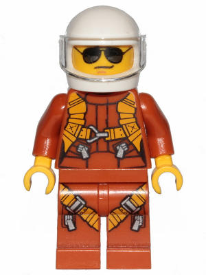 Pilot - Dark Orange Jumpsuit, Dark Orange Legs with Straps, White Helmet, Trans-Clear Visor, Black and Silver Sunglasses – ГРАДСКИ