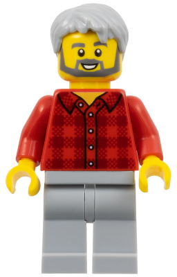 Male, Red Plaid Flannel Shirt, Light Bluish Gray Legs, Light Bluish Gray Hair, Dark Bluish Gray Beard – ГРАДСКИ